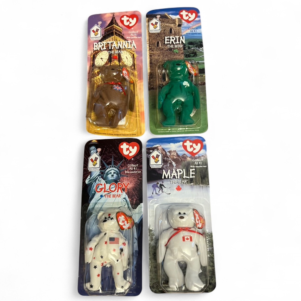 NWOT Britannia, Erin, Glory, Maple Bear Set - Multicolor Collectible Ty Bears